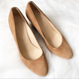 J. Crew Tan Suede Martina  Wedges size  8.5